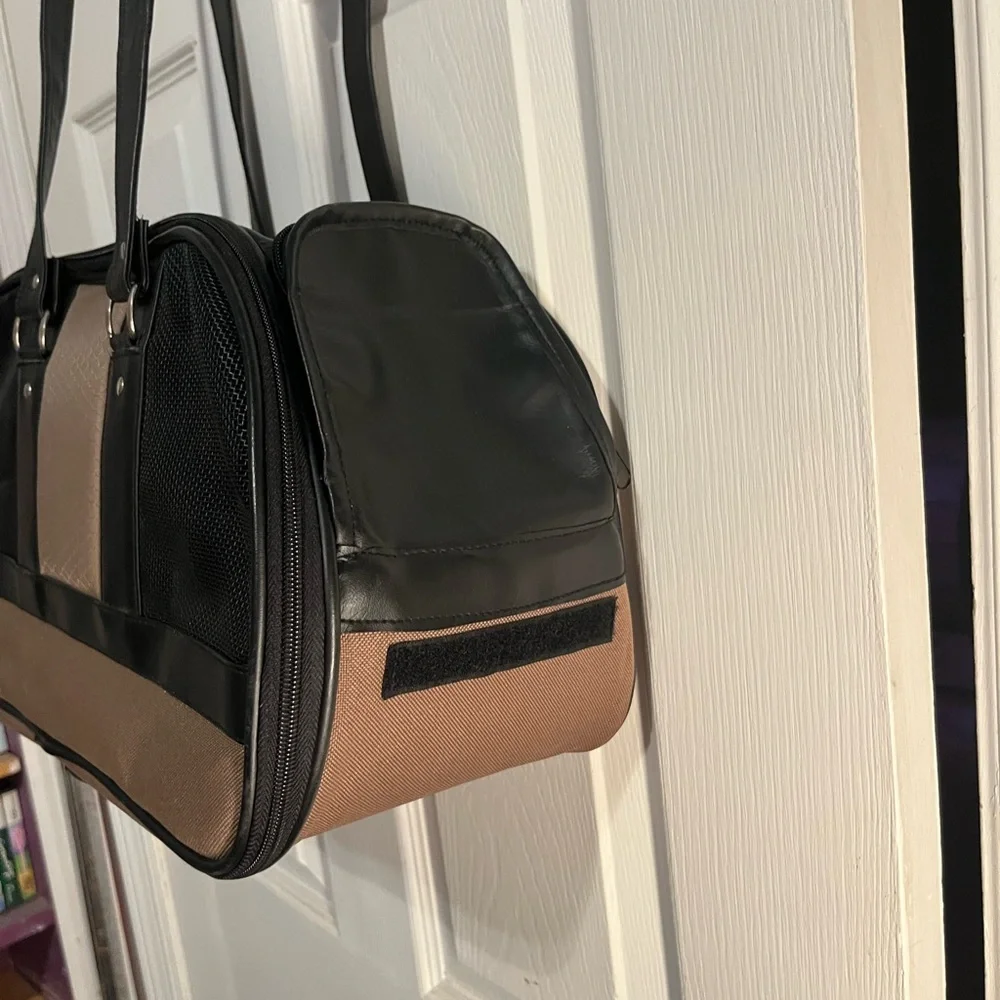 Stylish Black and Brown Dog Carrier Like New